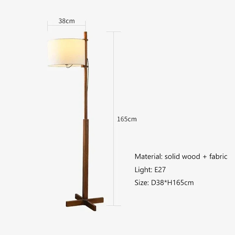 Japanese Liftable Wooden Lamp Wabi Sabi Fabric Floor Lamp