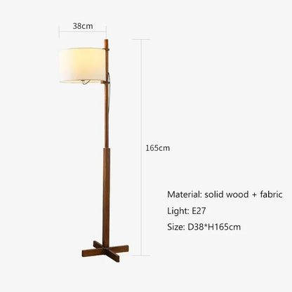 Japanese Liftable Wooden Lamp Wabi Sabi Fabric Floor Lamp
