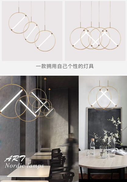 Round Suspension lamp Post-modern ring pendant light