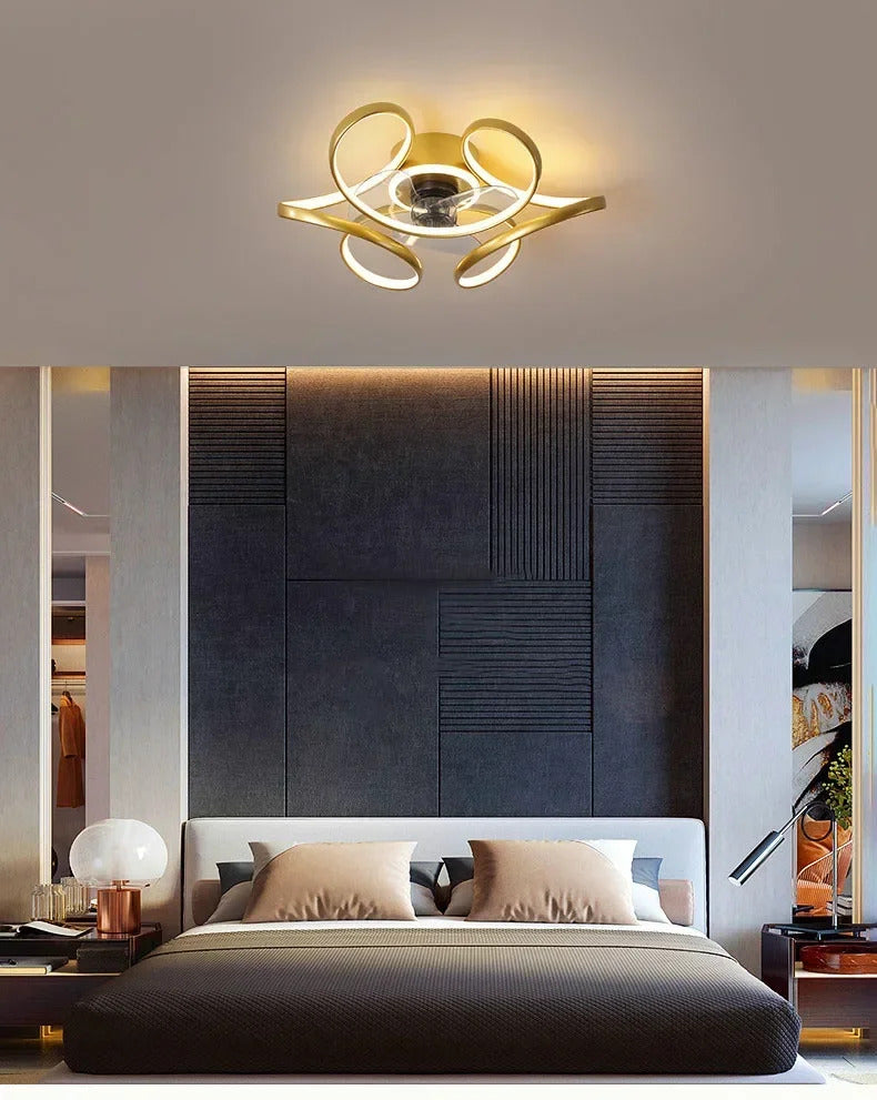 Nordic Intelligent Fan Light Color Dimming and Silent Remote Control Bedroom Lighting