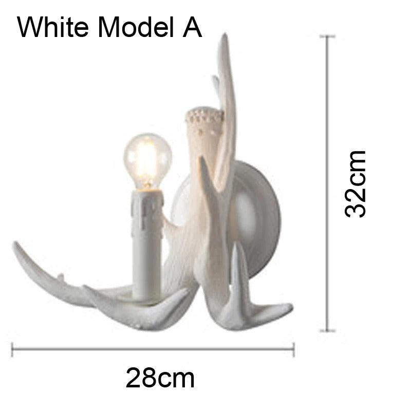 Retro Antler Chandelier Lighting Resin Deer Horn Pendant Lamp