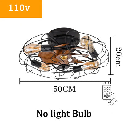 Industrial Retro Fan Light with remote control 110V-220V Living room Light