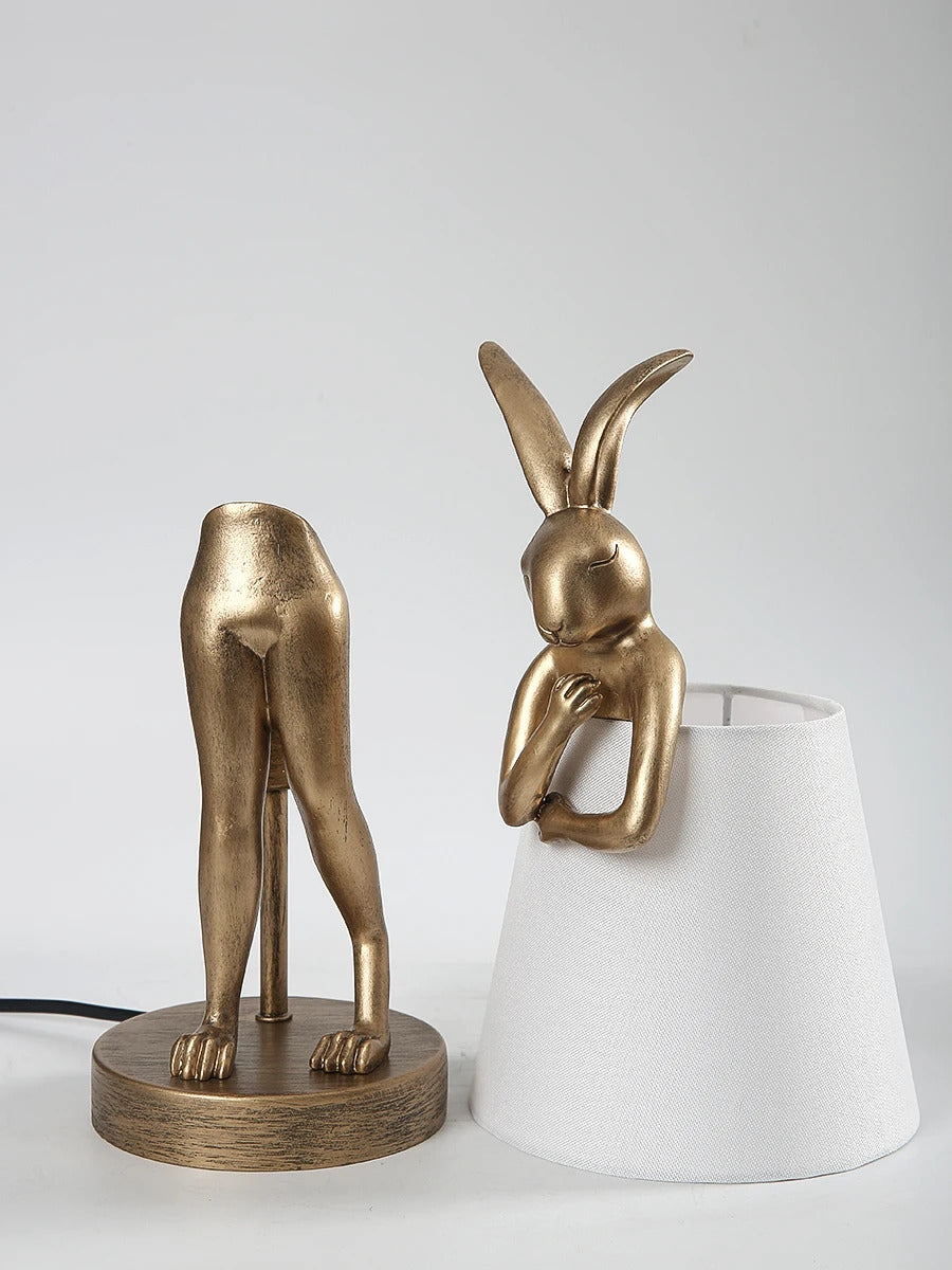 Nordic LED rabbit table lamp Designer resin rabbit desk lamp for study bedroom children's room reading led light bedside lamp
