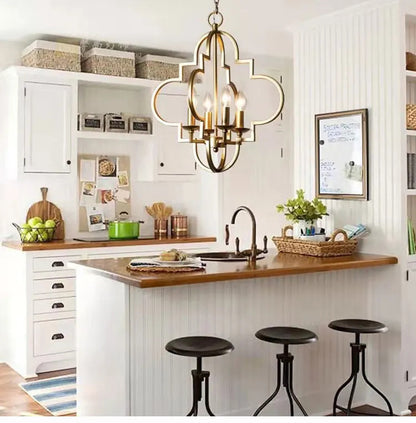 American Vintage Wrought Iron Gold Chandelier Nordic Design Living Room Pendant Lamp