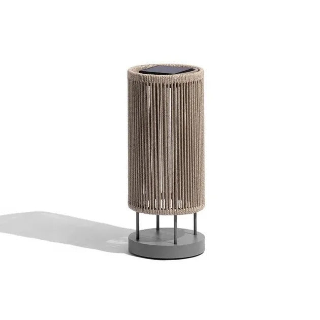 Outdoor waterproof lawn floor light Nordic rattan standing lamp Solar courtyard garden balcony