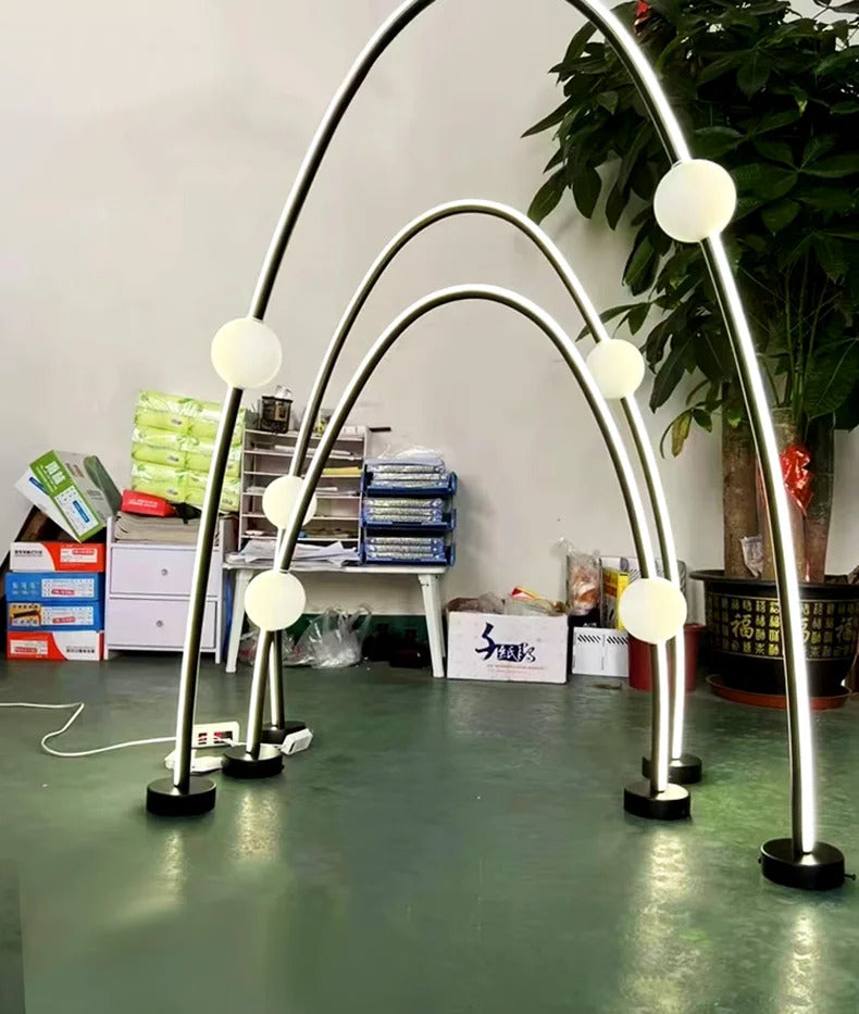 Postmodern glass ball chandelier nordic led curve light Dimmable staircase lamp