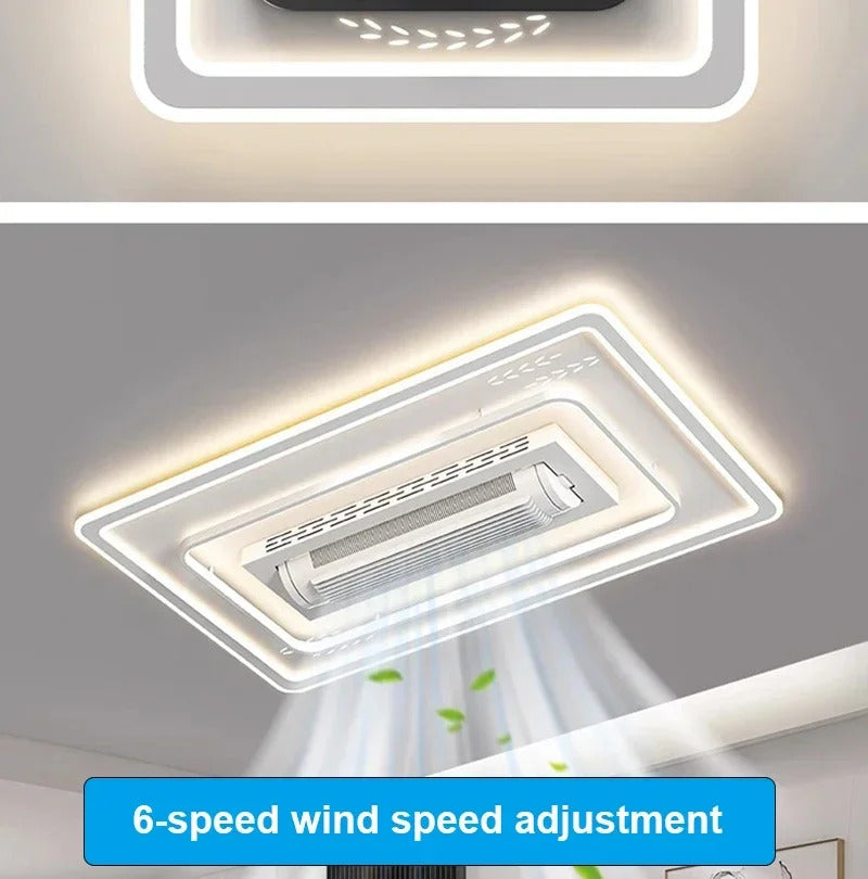 Invisible leafless LED ceiling fan light bedroom hotel remote control hanging lamp