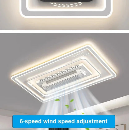 Invisible leafless LED ceiling fan light bedroom hotel remote control hanging lamp