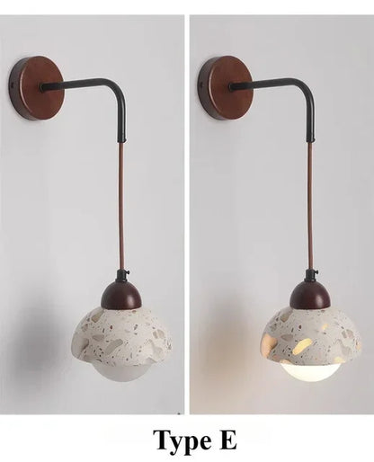 Natural cave Stone Wall Light Medieval Bedside cement Sconce lamp LED Lighting