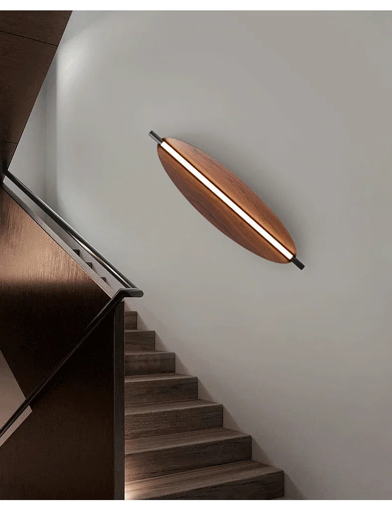 Thula leaf Wall Lamp Nordic Long minimalist wall light Japanese Wood Grain sconce