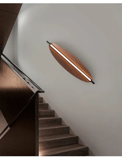 Thula leaf Wall Lamp Nordic Long minimalist wall light Japanese Wood Grain sconce