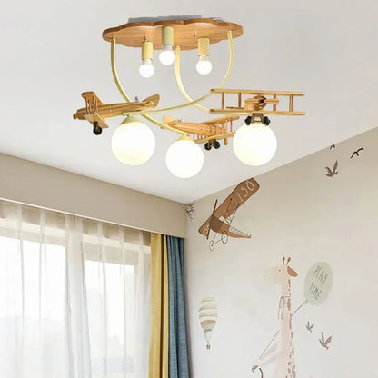 Airplane Chandelier Ceiling lamp Wooden Airplane Pendant Light