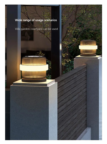 Outdoor wall column head lamps Waterproof solar floor lights  Pillar Wall lighting LED