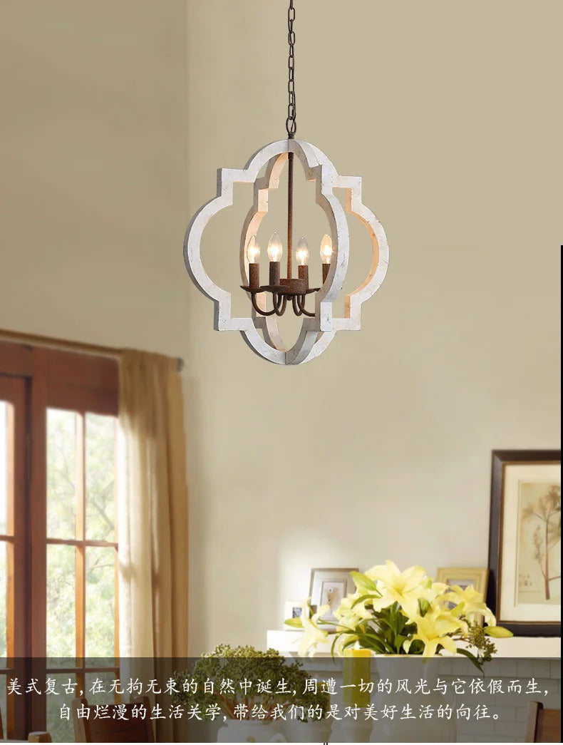 American Vintage Wrought Iron Gold Chandelier Nordic Design Living Room Pendant Lamp