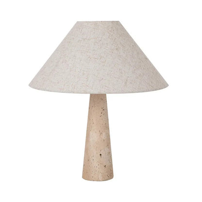 Yellow Travertine Fabric Art Table Lamp Japanese Stone Table Lamp