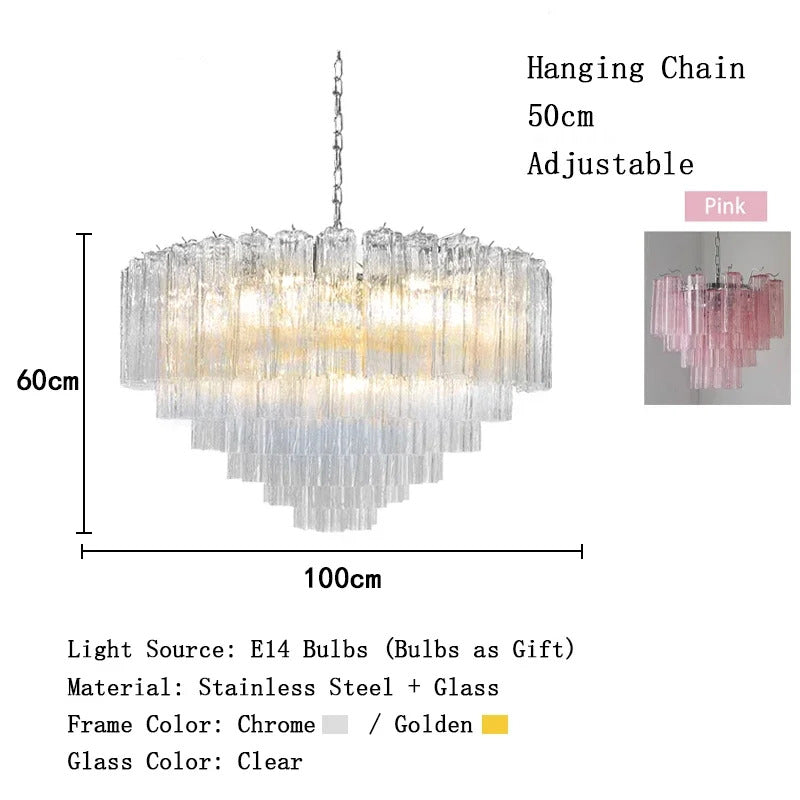 Modern Pink Glass Chandelier Designer Texture Glass Chandelie