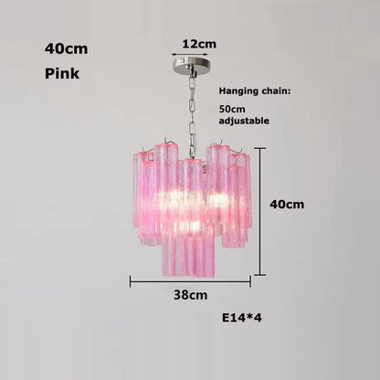 Pink Clear Glass Tube French Design Led Chandelier Lighting Hanging Lamp Lustre Suspension Luminaire Lamp For Dinning Room Decor