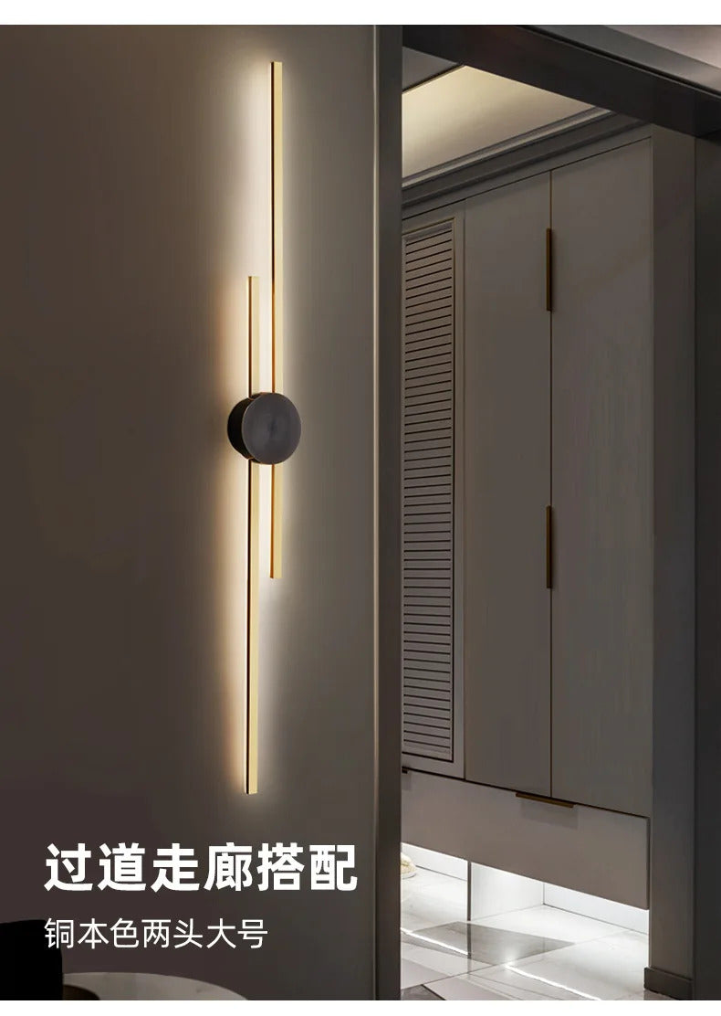 Modern Long Wall Lamp luxury minimalist black gold background LED Wall lights