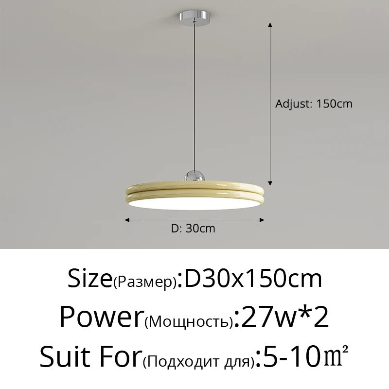 French Flying Saucer Pendant Light Creative Design Extendable Rotating Long Pole Lamp