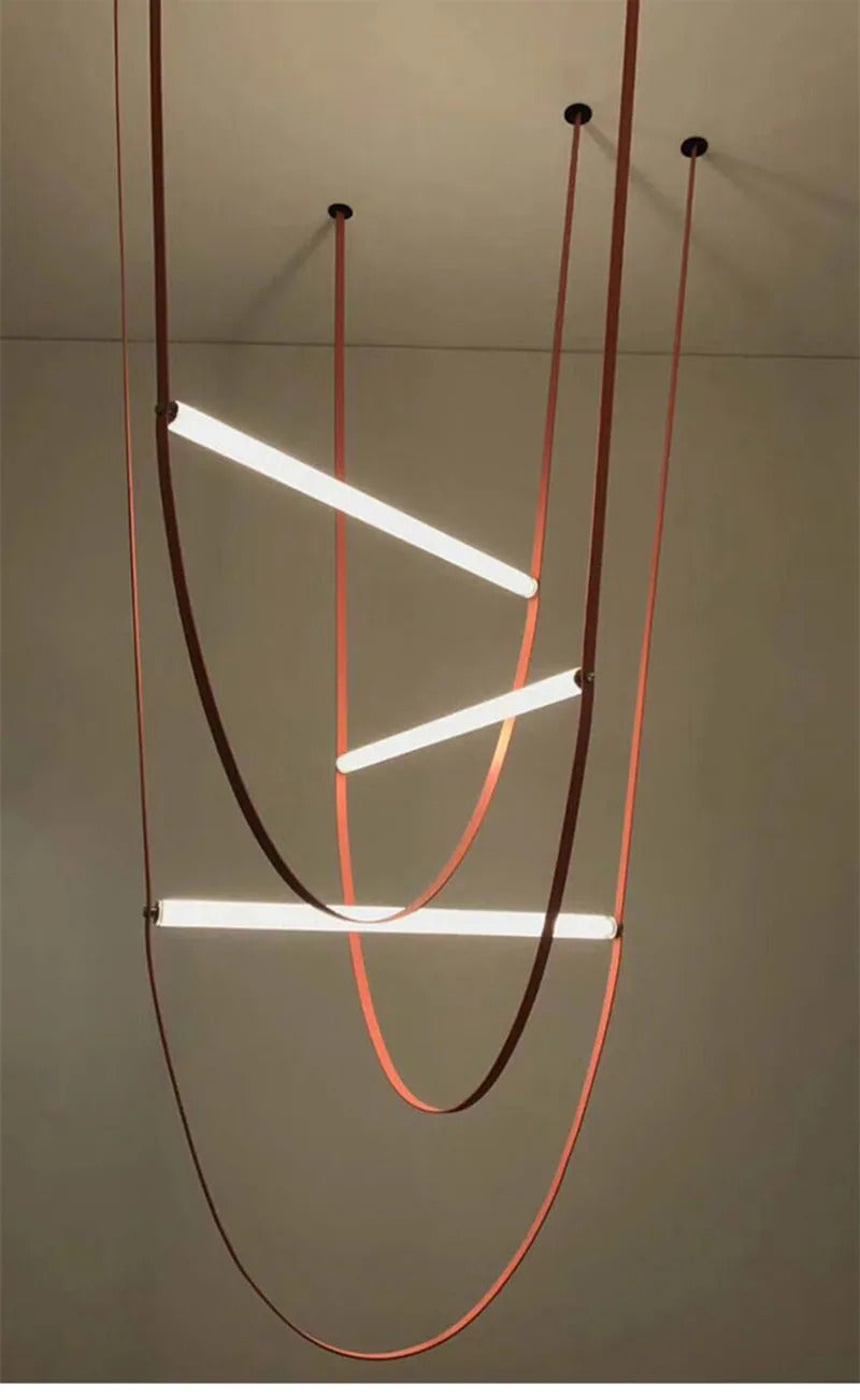 Duplex Leather Chandelier Restaurant staircase chandelier