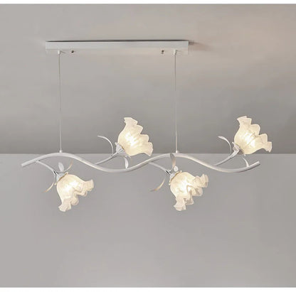 French Rural Flower Pendant Lamp Cream Style Green flower Chandelier