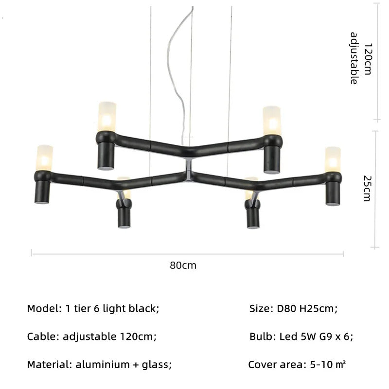 Crown Major Chandelier Nordic Tube Silver Chandelier Modern Led Luxury Chandelier
