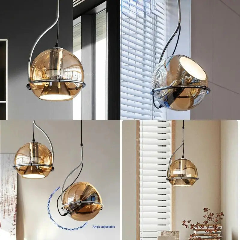 Nordic Glass Chandelier Danish Bauhaus Restaurant Bar LED Light