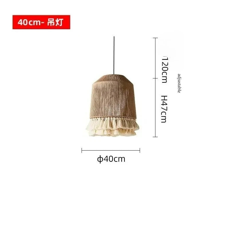 Wabi Sabi Style Retro Living Room Hemp Rope Pendant Light Bohemian Tassel Pendant Lamp