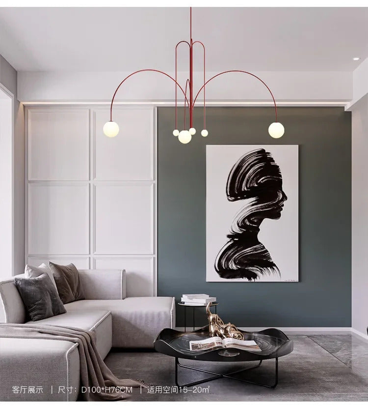 Modern Design Geometric Restaurant chandeliers Glass Ball Nordic Creative Living Room Home Decoration Arched Lighting Fixtures