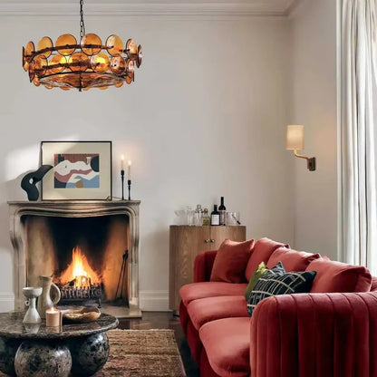 Lorenzo Chandelier Vintage French Living Room Hanging Lamp Orange Chandelier