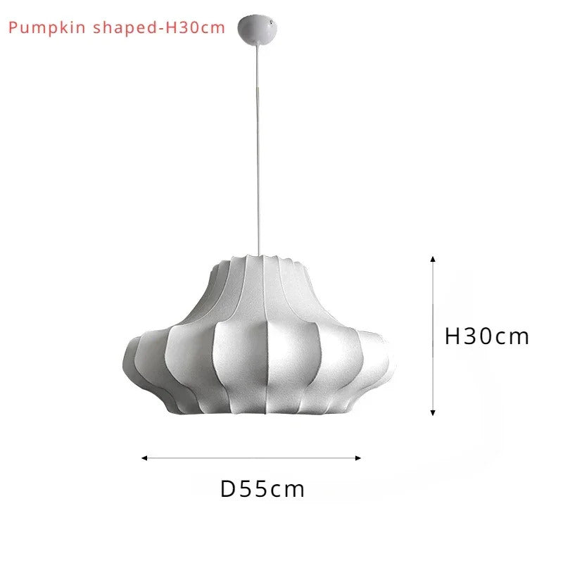 Nordic Silk Led Pendant Lights for Living Dining Room Food Tables Study Bedroom Chandelier Home Decor Hanging Light Fixture
