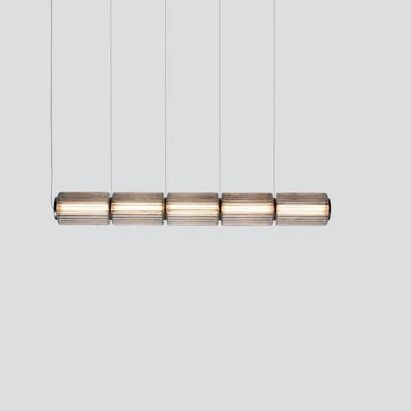 Restaurant Long Stripe Pendant Light Smoke Gray Glass Lampshade Nordic Led Hanging Light