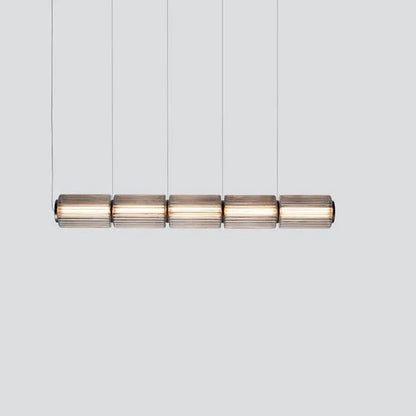 Restaurant Long Stripe Pendant Light Smoke Gray Glass Lampshade Nordic Led Hanging Light