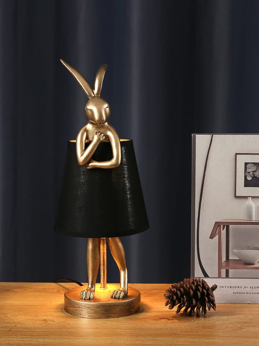 Nordic LED rabbit table lamp Designer resin rabbit desk lamp for study bedroom children's room reading led light bedside lamp