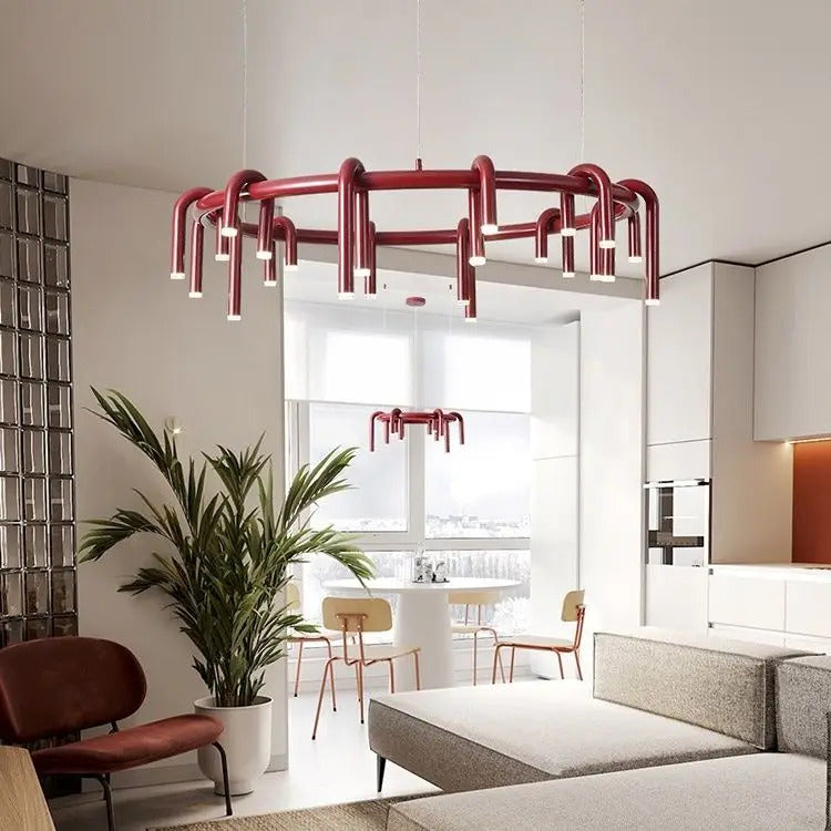 Nordic U-shaped Pendant lamp water pipe long strip Chandelier