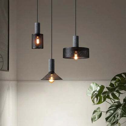 Industrial Concrete Pendant Light Home Decoration Chandelier Fixture Iron Shade Cement Hanging Lamp