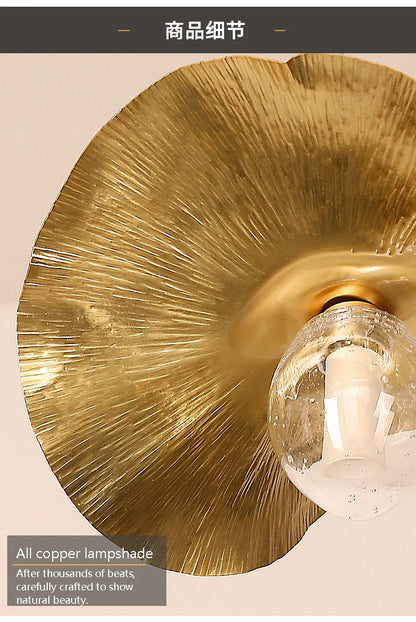 Lotus Leaf pendant light Hammered brass pendant lamp for living room dining room bedroom decoration kitchen light fixtures