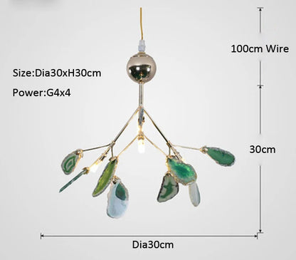 LED agate chandelier blue/green/purple/pink romantic chandelier