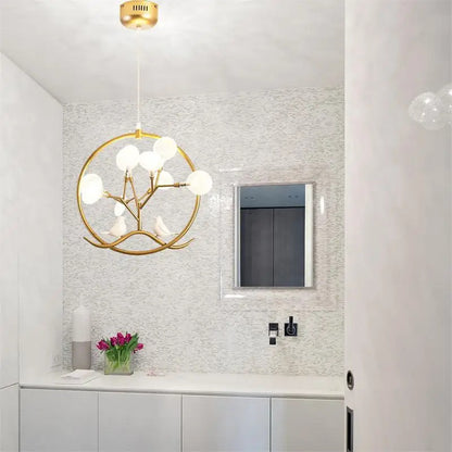 Hand-made wood pendant lamp home decoration E27 cage pendant light