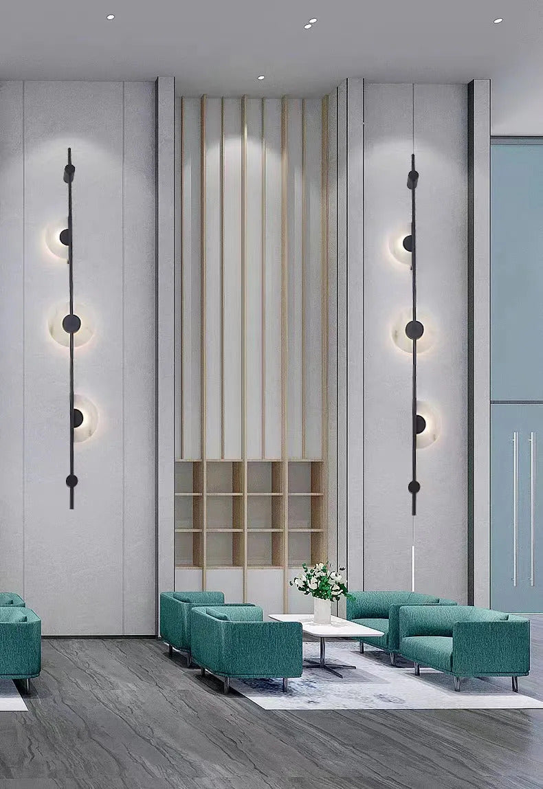 Alabaster Vertical Wall Lamp Modern Mable Wall Art Black Led Acrylic Circle Wall Lamp