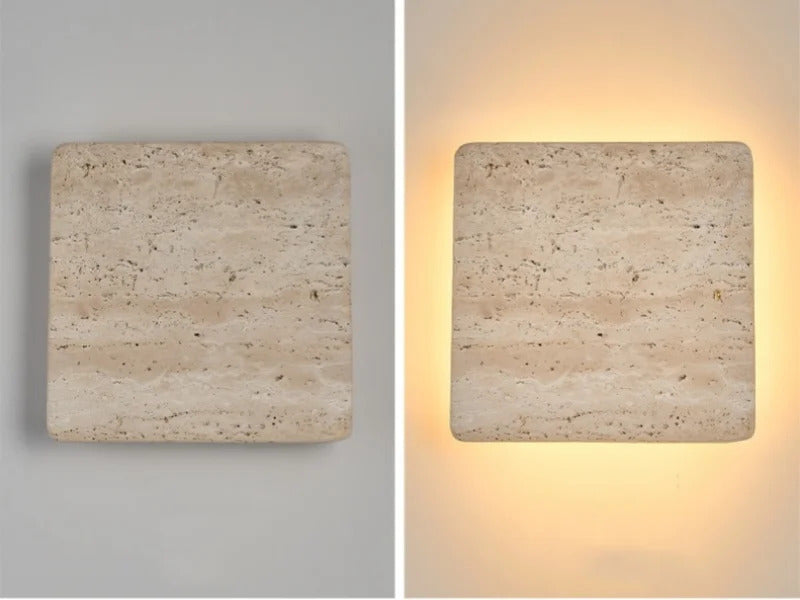 Creative Cave Stone Clock Wall Lamp Wabi Sabi Background Wall Light sconce