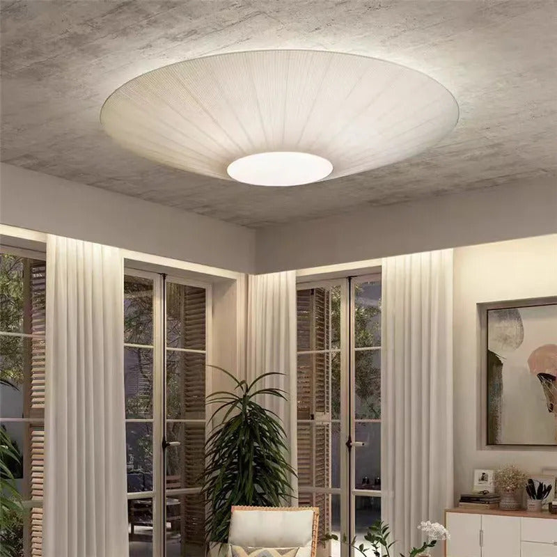 Round Whtie Fabric ceiling light Siam ceiling lamp