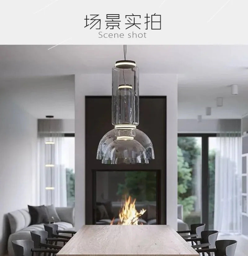 Italian Designer Glass Lampshade Pendant Light Minimalist LED Chandelier for Living Room Dining Table Home Decor