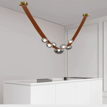 Italian Designer Loft Chandelier Luxury Leather Hanging Pendent Light