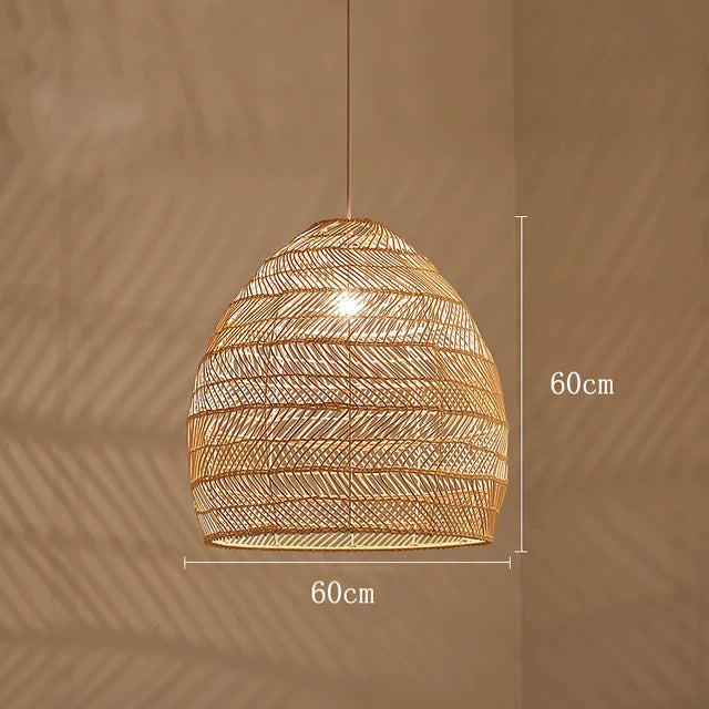 Natural Rattan wicker hanging lamp Chinese Style suspension