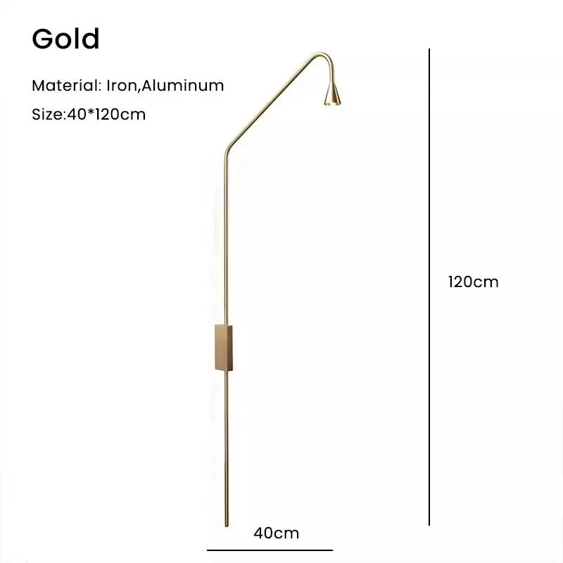 Minimalist Bedroom Bedside Floor Lamp Designer Gold Standing Light