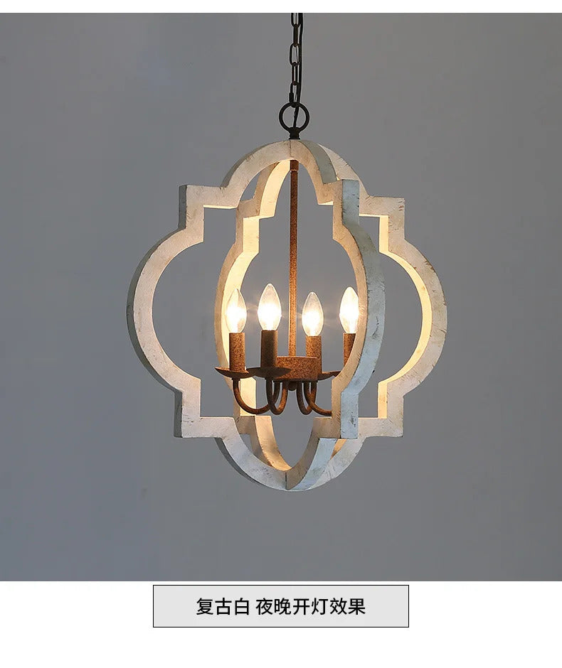 American Vintage Wrought Iron Gold Chandelier Nordic Design Living Room Pendant Lamp