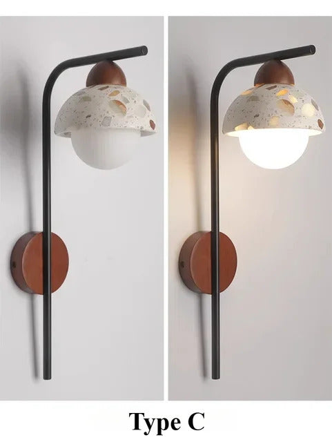 Natural cave Stone Wall Light Medieval Bedside cement Sconce lamp LED Lighting