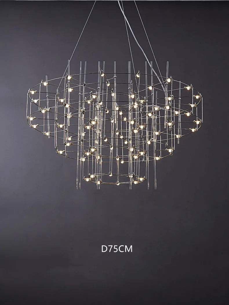 Luxury Stainless Steel Chandelier Modern Chrome LED Firefly Ceiling Chandelier