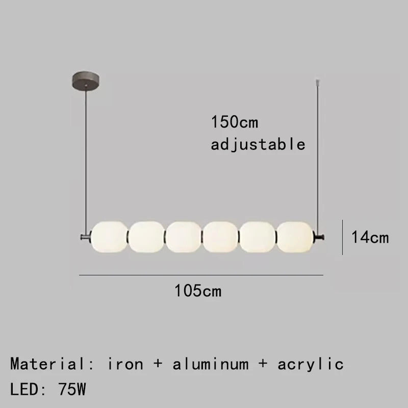 White glass bulb chandelier Long glass pendant lamp for Bedroom living room restaurant Bar Minimalist Necklace LED pendant light